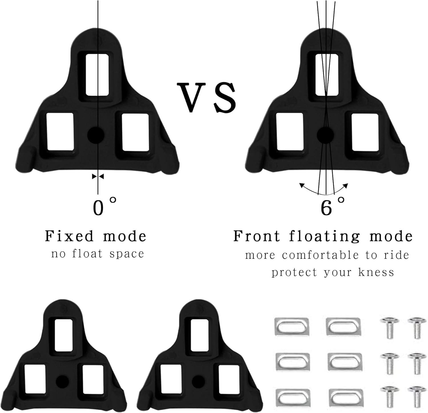 Bike Cleats, Cycling Pedals Cleat 6 Degree Float Selflocking Pedal