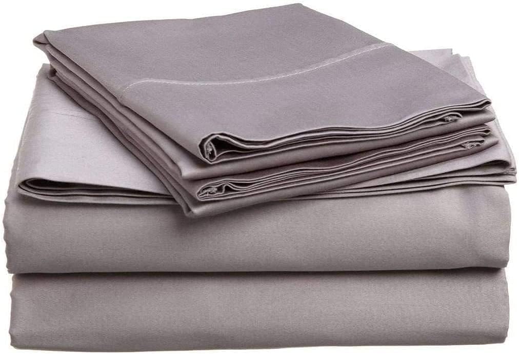 700 TC 100% Egyptian Cotton Sleeper Sofa Bed Sheet Set Solid Premium Quality (King Size (76"x 80"x 5"), Silver Grey Solid)