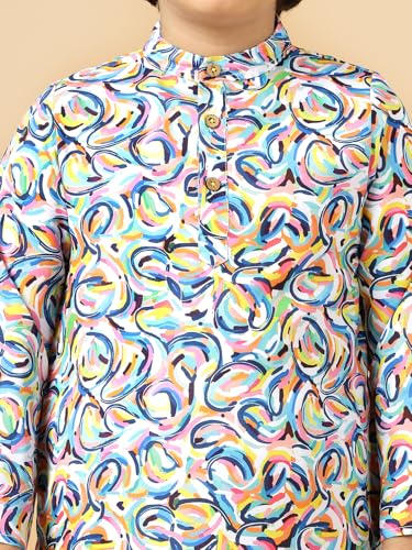 Image of A.T.U.N. (ALL THINGS UBER NICE) Multi Color Swirls Kurta & Pyjama Set