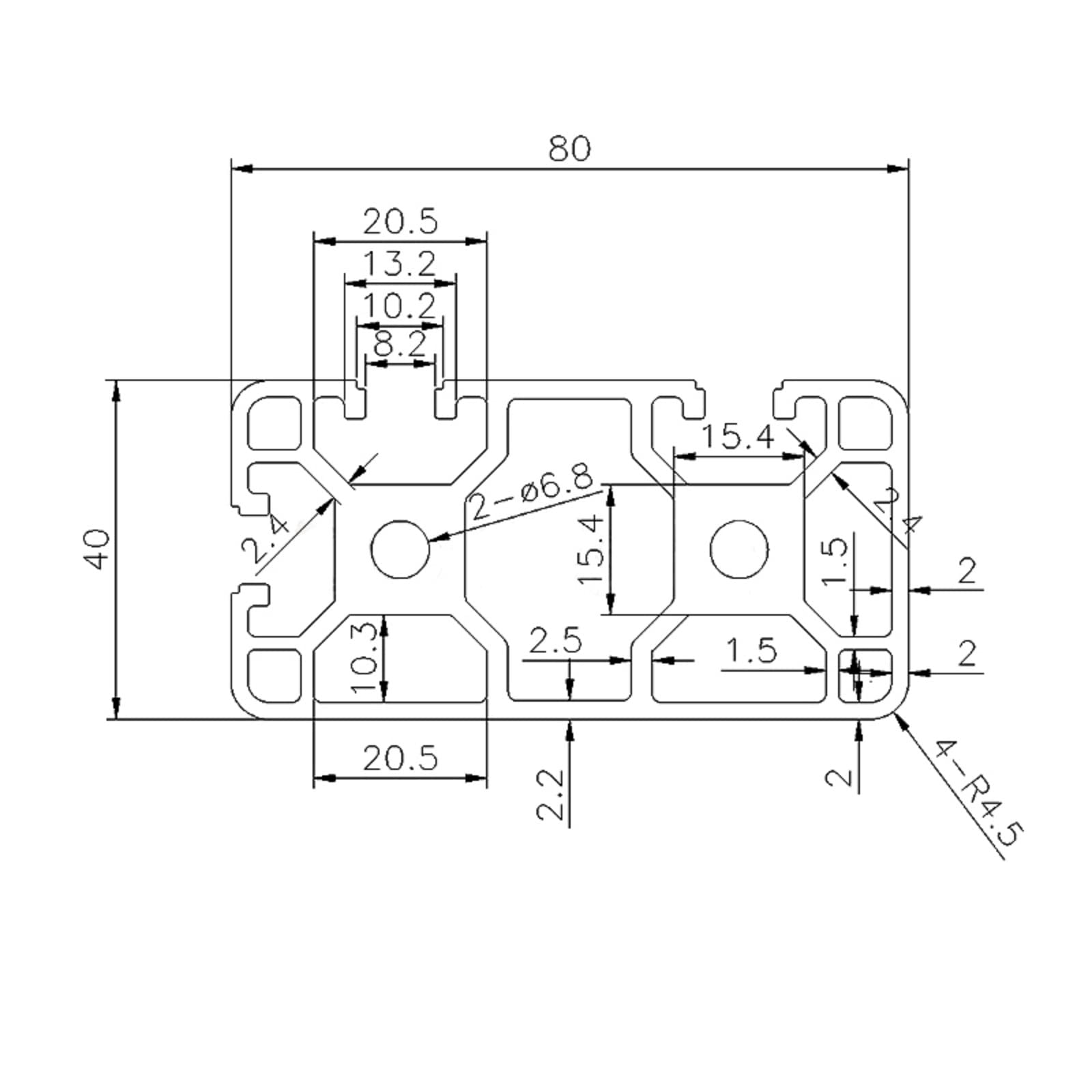 Coavoo 4080 Aluminum Extrusion 2 Covers 27.56 inch / 700mm Length T Slot Silver 1 Pack, Extruded Aluminum 40mm x 80mm 40 Series T Type Profiles Anodized European Standard Linear Rail Frame
