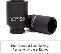 Vista 4 de CASOMAN Juego de dados de impacto de tuerca de eje de husillo profundo de 1/2 pulgada, juego de llaves de impacto profundo de 1/2 pulgada, pulgadas