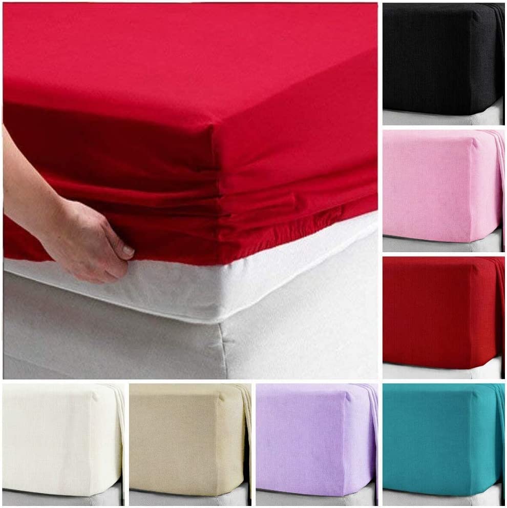 Soft Flannelette Extra Deep Fitted Bed Sheet 16โ (40cm) - Warm 100% Brushed Cotton Bottom Sheets (Blue, 4FT Small Double)