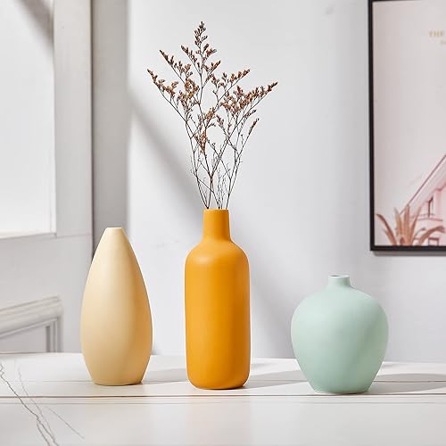 Miniatura 6 de statato Juego de 3 jarrones de cerámica pequeños para decoración rústica del hogar decoración moderna de granja decoración de sala de estar