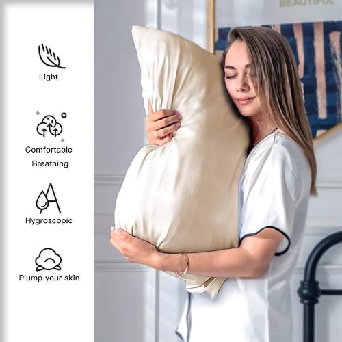 Miniatura 3 de Funda de almohada de seda de morera para cabello y piel, con cremallera oculta, suave, transpirable, suave, refrescante, fundas de almohada de seda