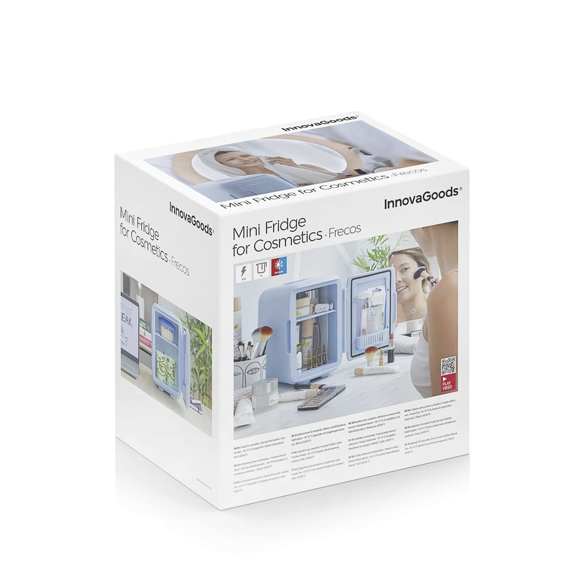 InnovaGoods® Mini nevera portatil para Cosméticos, Nevera pequeña 4L, Mini Nevera para Dormitorio, Coche, Escritorio de Oficina, Dos Marchas -Enfriador y Calentador.
