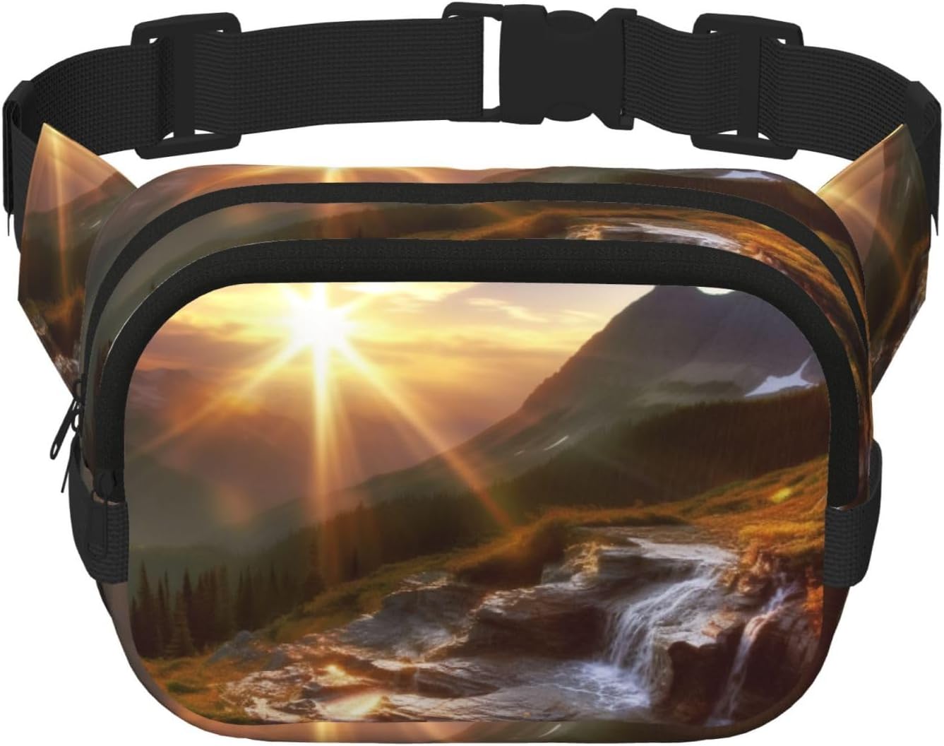 Fanny Packs for Women Adjustable Belt Bag Lightweight Fashion Waist Packs Men Sling Bag Mountain sunrise landscape Fanny Pack Crossbody Belt Bag for Traveling Workout Running Cycling