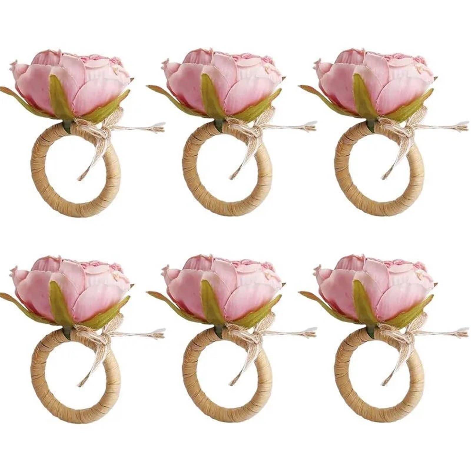 Lot de 18 ronds de serviette uniques en forme de rose - Décoration romantique délicate