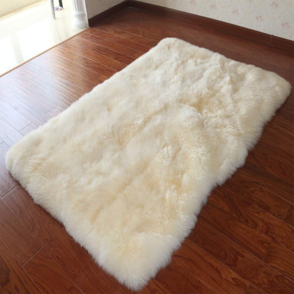 GOJWVB Sheep Skin Rug Thick Fluffy Fur Lambskin Living Room Living Room Rectangular Furry Floor Sofa Decoration,60 * 60Cm