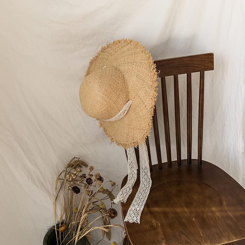 Cappello estivo da sole in stile etnico con tesa larga in paglia, casual.