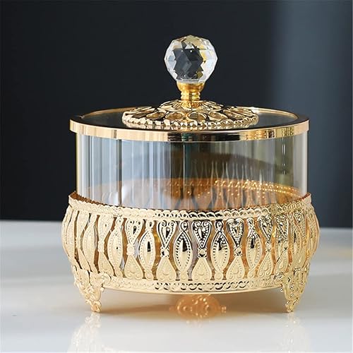 JHHDP - Tarro de cristal de metal europeo transparente con tapa contenedor de almacenamiento para botella de vidrio color D tamaño L