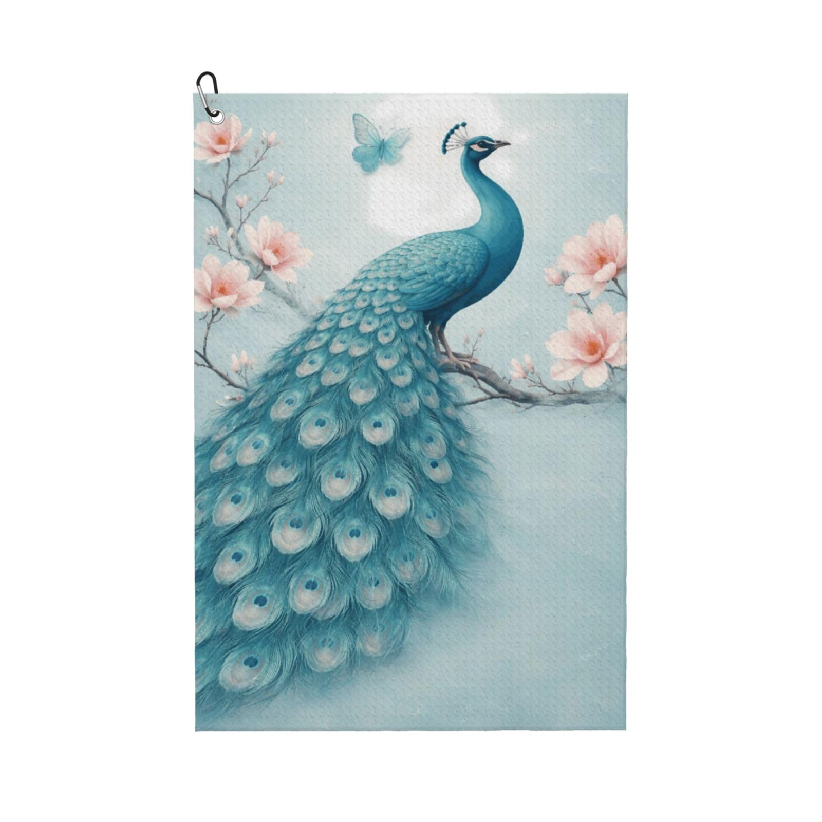 BSDFGSDD Blue Peacock and White Flowers Golf Towel 24 x 16 inches