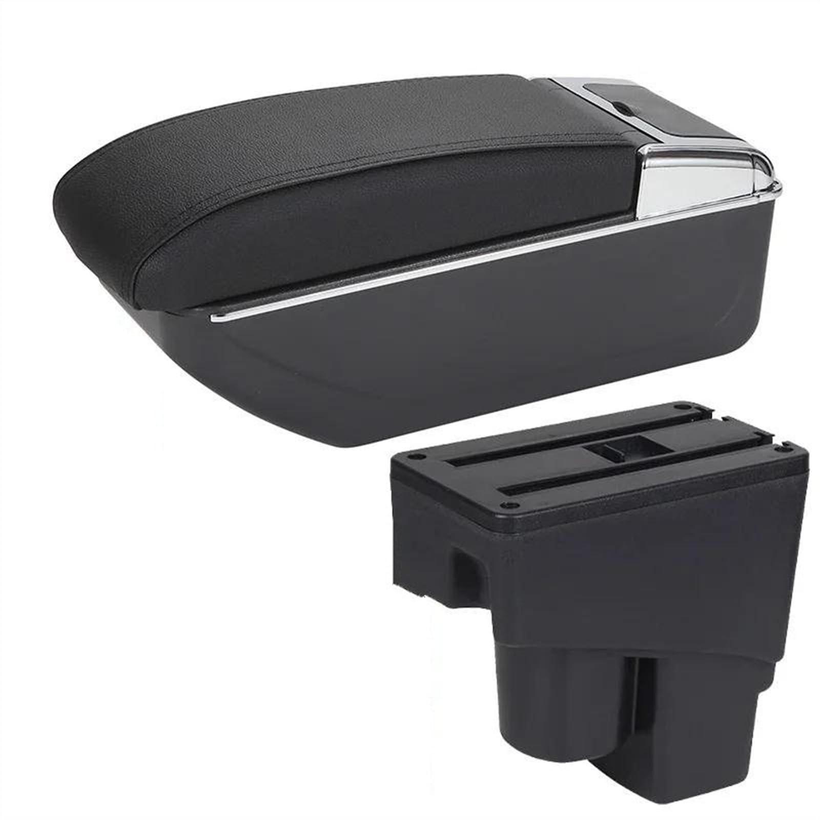 NOHEEU Car Armrest Box Retrofit Accessorie Storage Simple Installation For Fit For Jazz 1 2003-2007(B2 Black line 3USB)
