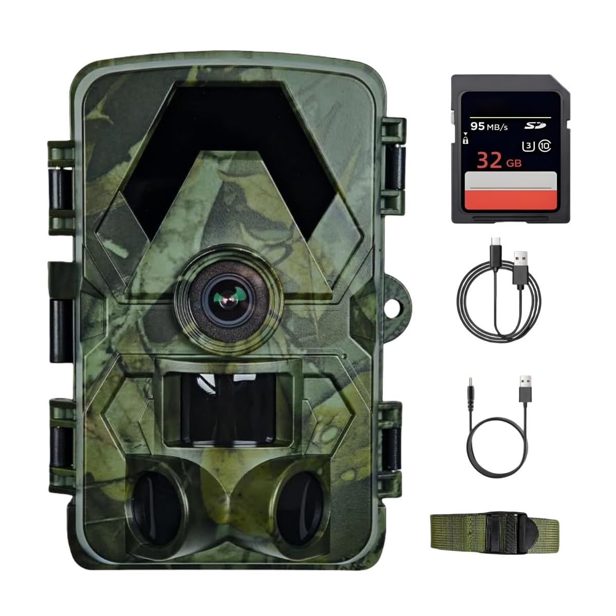 Lmhome Green Wildlife Camera, 5K 60Mp Wildlife Camera, 98Ft 130 Wide Angle Hunting Camera, 0.05S Trigger Time, Night Vision, Motion Sensor, Ip66 Waterproof, No Glow, Infrared Leds, Surveillance Camera With 32Gb
