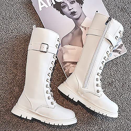 Girls Winter Warm Fur Riding Boots Knee High PU Leather Motorcycle boots2