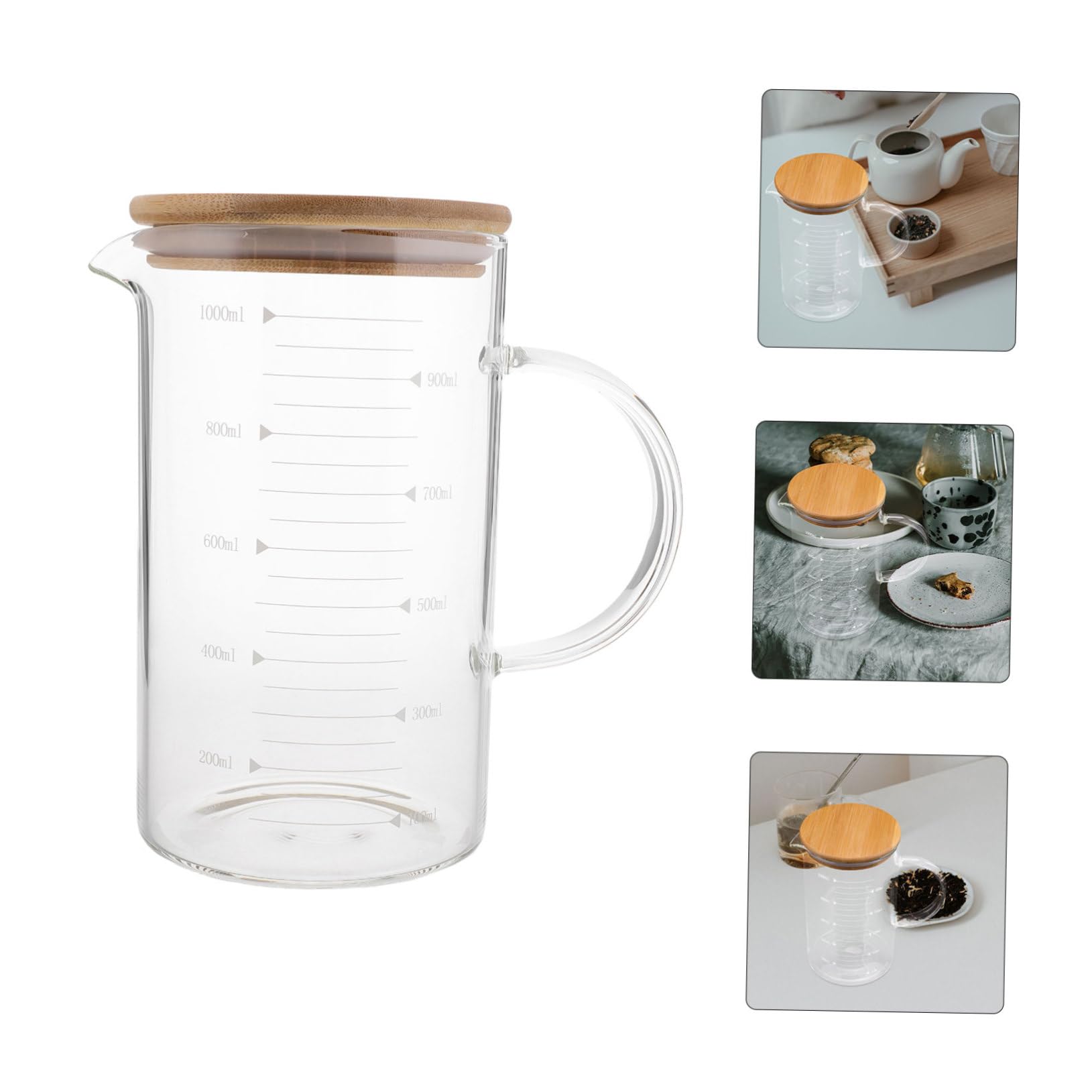 PartyKindom Boccale Graduata in Vetro Con e Contenitore Graduato Per Liquidi Per Tè Freddo Vino e Succhi Capacità Utilizzo Versatile in Cucina