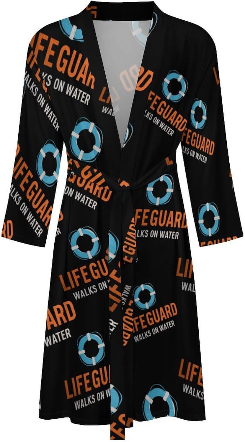 My Lifeguard Walks On Water Casual Robes Bathrobe Knee Length V-neck Loungewear Sleepwear