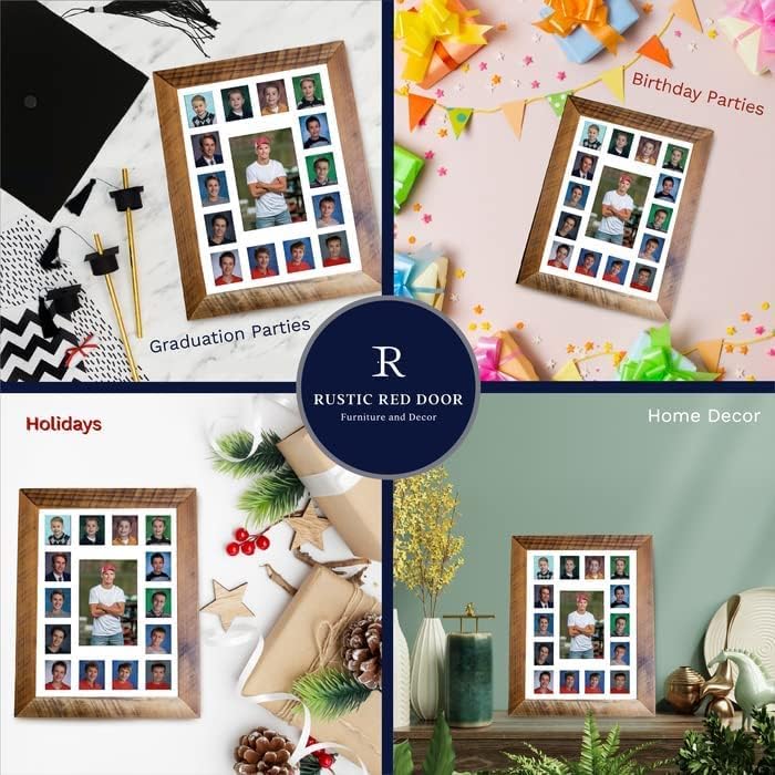 Miniatura 6 de Rustic Red Door Co - Marco de fotos de madera recuperada para años escolares con paspartú, marco de madera de 11 x 14 pulgadas, tapete de collage de