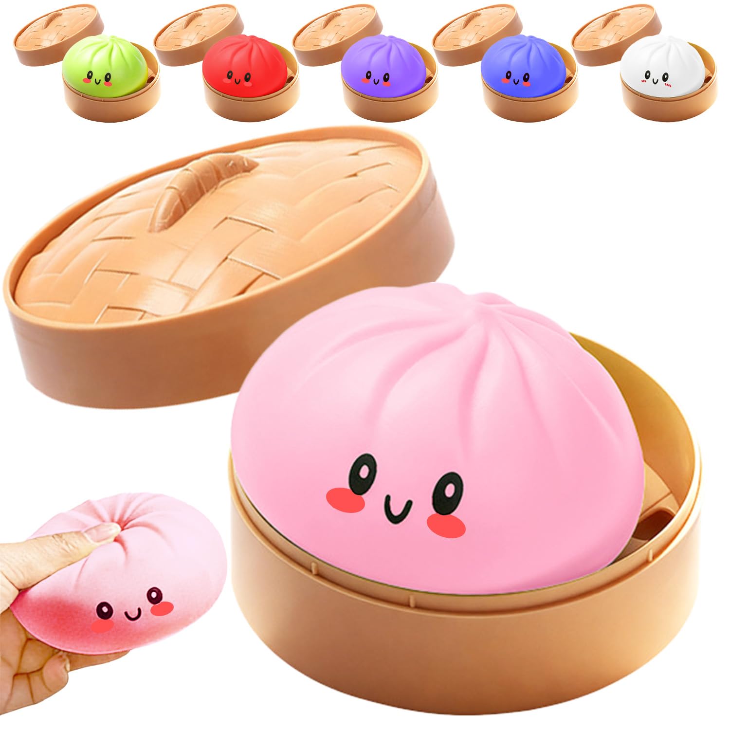Dumpling Squishies Toy,Glitter Mystery Squishy Dumpling Box,Colorful Dumplings Stress Fidget Toys,Soft Anxiety Relief Sensory Squeeze for Toddler,Boys,Easter Basket Stuffers for Kids(Glitter Clear) — view 8