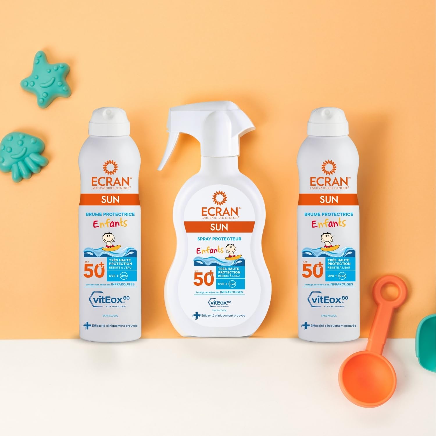ECRAN® - Brume Protectrice Enfant - Très Haute Protection - Technologie vitEox80 - Vitamine E - Protection UVA, UVB, Lumière Bleue, Coups de Soleil - Protection Solaire SPF 50+ - Résistante à l'eau