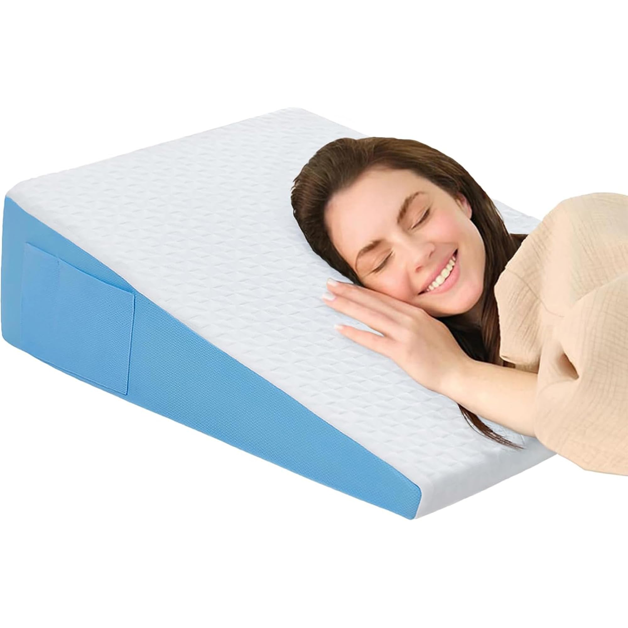 Wedge Pillow for Sleeping, 7.5" Bed Wedge After Surgery, Back Pain Relief, Memory Foam Pillow Triangle Incline Wedge for Back Support, Leg Elevation