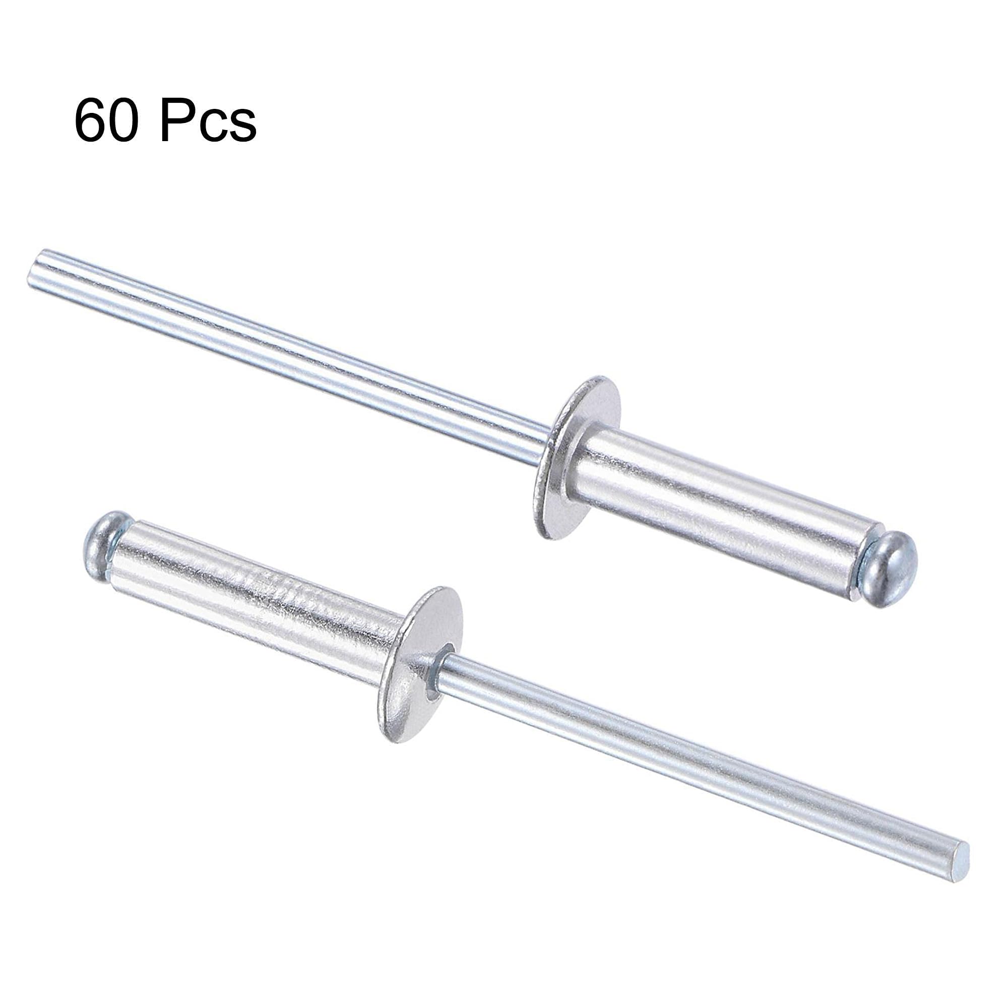 TA-VIGOR 60Pcs 4mm x 16mm Aluminium Blind Rivets, Open End Pop Rivets with Dome Head - Image 3