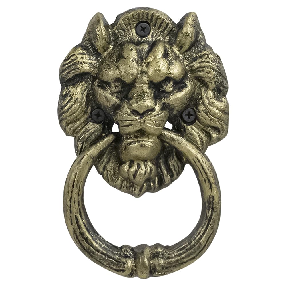 Earl Diamond Heavy Duty Cast Iron Lion Head Front Door Knocker, for Garden Wooden House Farmhouse, Home Décor Accessories (Antique Bronze)