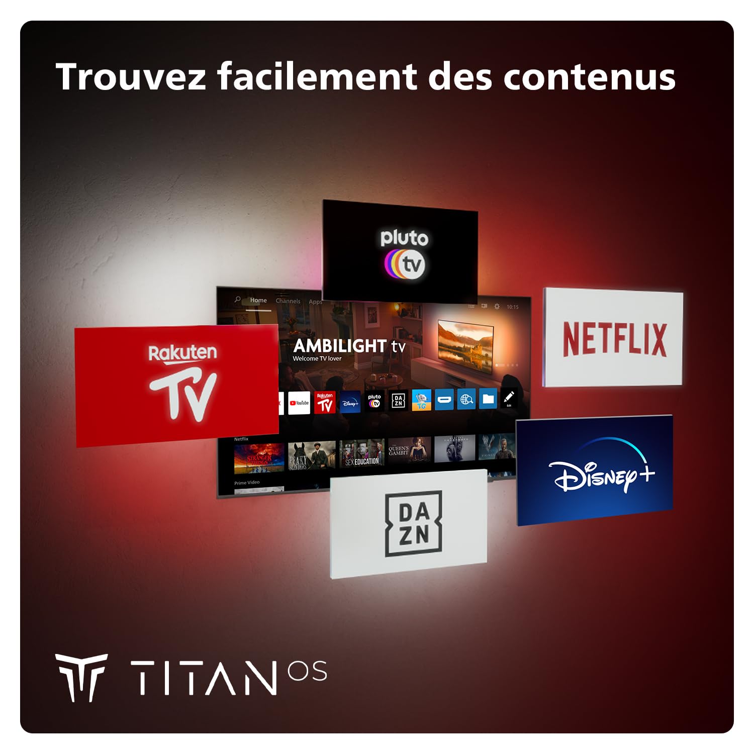 Philips Ambilight 55OLED759 Smart TV OLED 4K - Écran 55 Pouces, Plate-Forme P5 AI Perfect Picture Ultra HD, Titan OS, Dolby Vision et Son Dolby Atmos, Fonctionne avec Alexa et Google Assistant