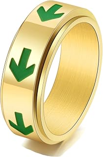 Anillo Compromiso Mujer, Anillos Acero Inoxidable Joyeria 8mm Flecha Luminosa Giratoria para Esposa Joyas