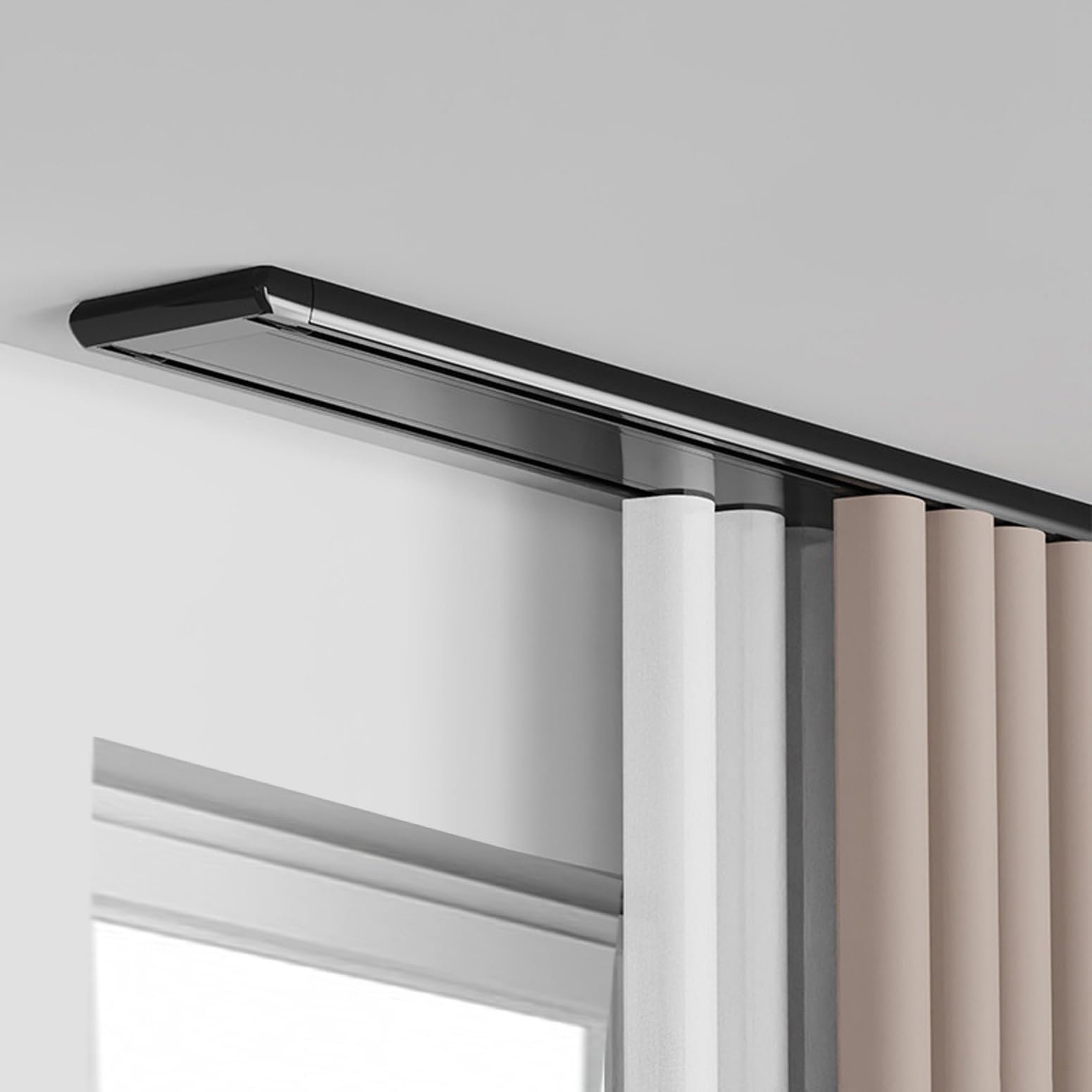 Rail de plafond double rangée haut de gamme noir et blanc 3,6 m pour salon chic