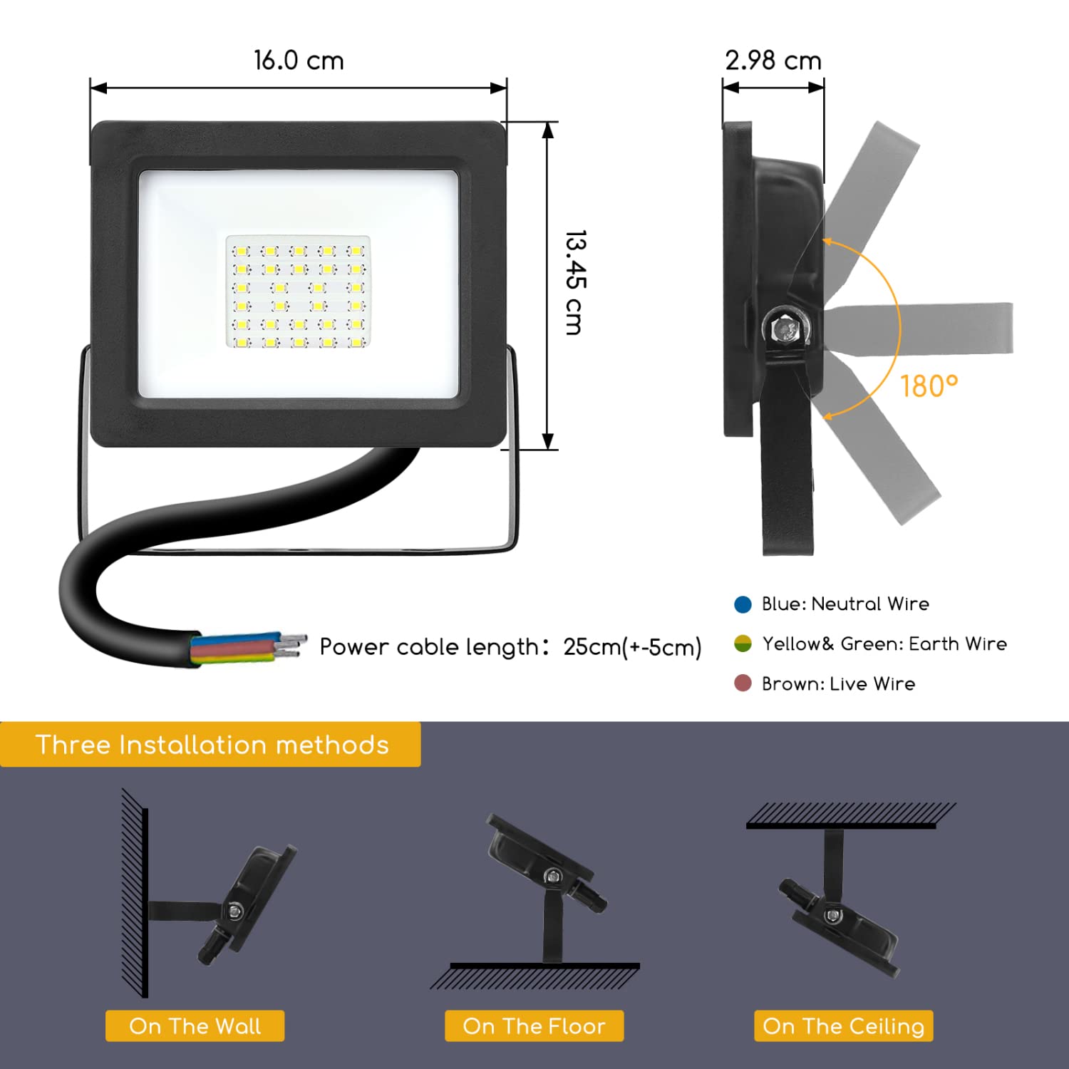 Faretti LED Esterno Aigostar 20W - 2 Pezzi, 2200 Lumen, IP65 Impermeabile, Bianco Naturale 4000K Per Giardino, Garage, Cortile - Foto 4