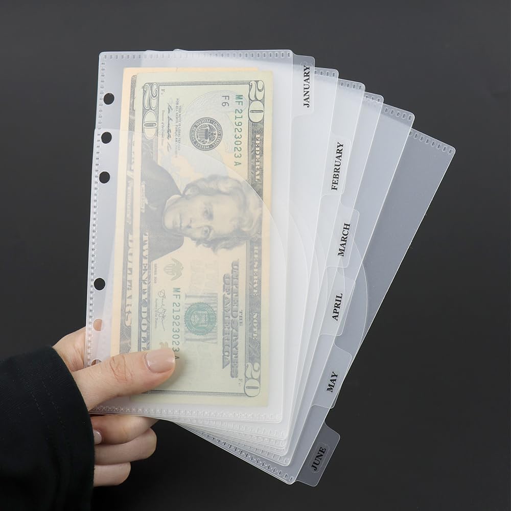 NatSumeBasic - Intercalaires A6 Transparents Sans Fermeture - 6 Poches Avec Onglets Pour Classeur à Anneaux