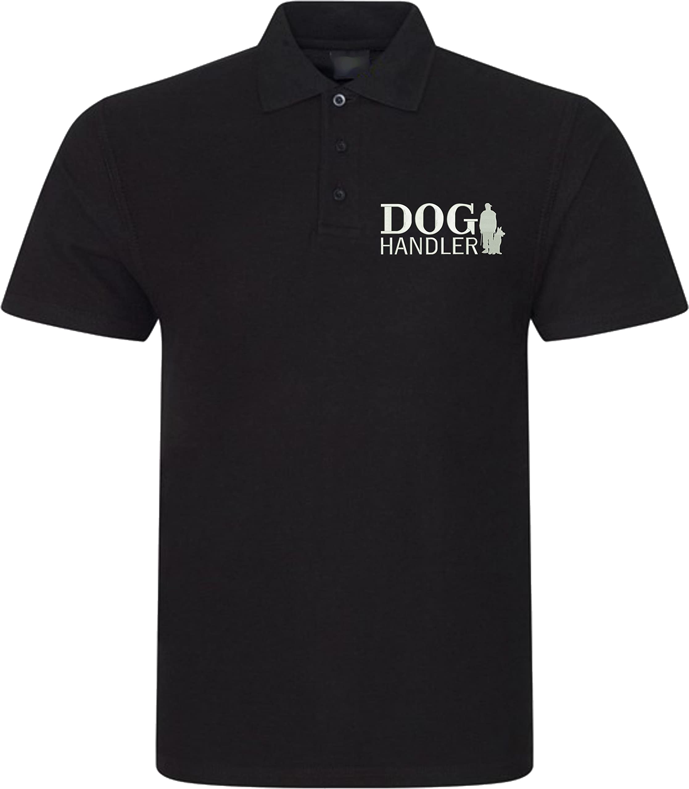 Dog Handler Embroidered Left Chest Polo Shirt Work Wear Dog Lovers Dog Handling Job Wear Unisex Gift Polo Top (Black, XXL, xx_l)