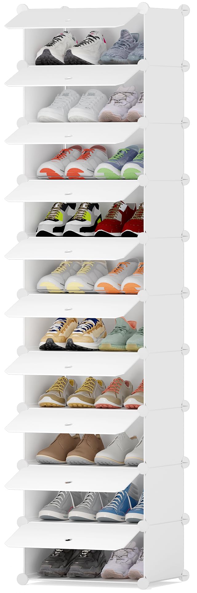 HOMIDEC Schuhregal mit 10 Ebenen, Schuhschrank Schmal Schuhaufbewahrung für Flur Schlafzimmer Eingang, Milchig Weiß