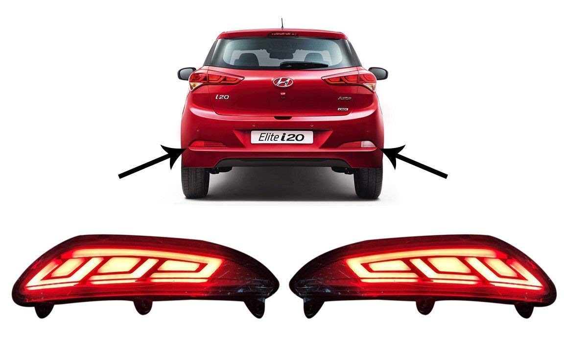 Automaze Rear Bumper LED Reflector Brake Light For Elite i-20 (Red) - Set of 2 Pc-image-46