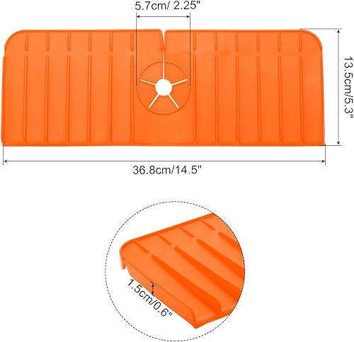 Miniatura 2 de uxcell Protector contra salpicaduras para fregadero de cocina, alfombrilla de silicona de 14.5 x 5.3 pulgadas, alfombrilla para atrapar agua del