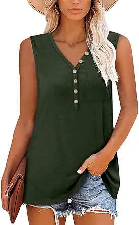 KISSMODA Womens Boho Tops for Summer Sleeveless Tanks Loose Fit Casual Blouse Daily Shirts for Leggings (S-3XL)