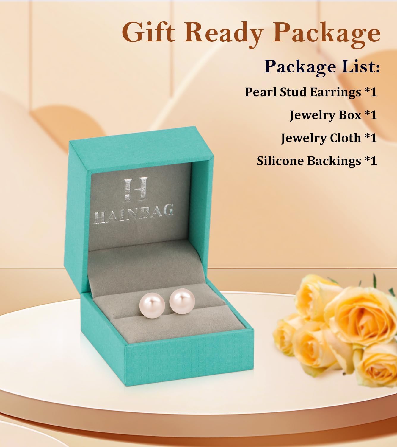 Freshwater Pearl Stud Earrings for Women, Hypoallergenic Earrings Studs with Genuine Round White Pearls