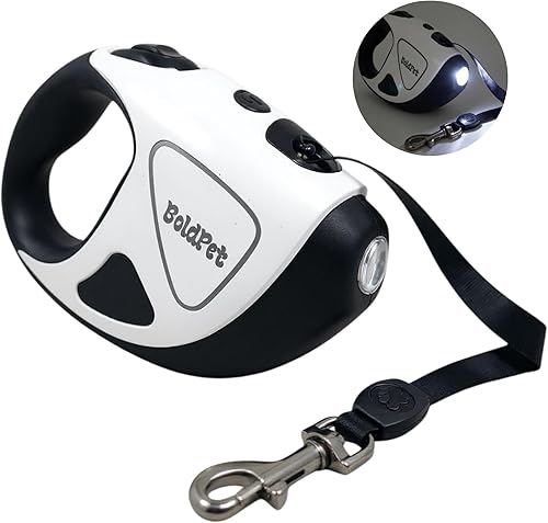 Correa retráctil para perro con linterna LED, correa larga sin enredos de 10 pies, agarre antideslizante, correa retráctil para perros pequeños de