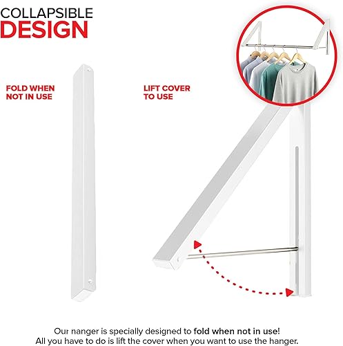 Vista 3 de Stock Your Home - Perchero retráctil para ropa sucia Blanco