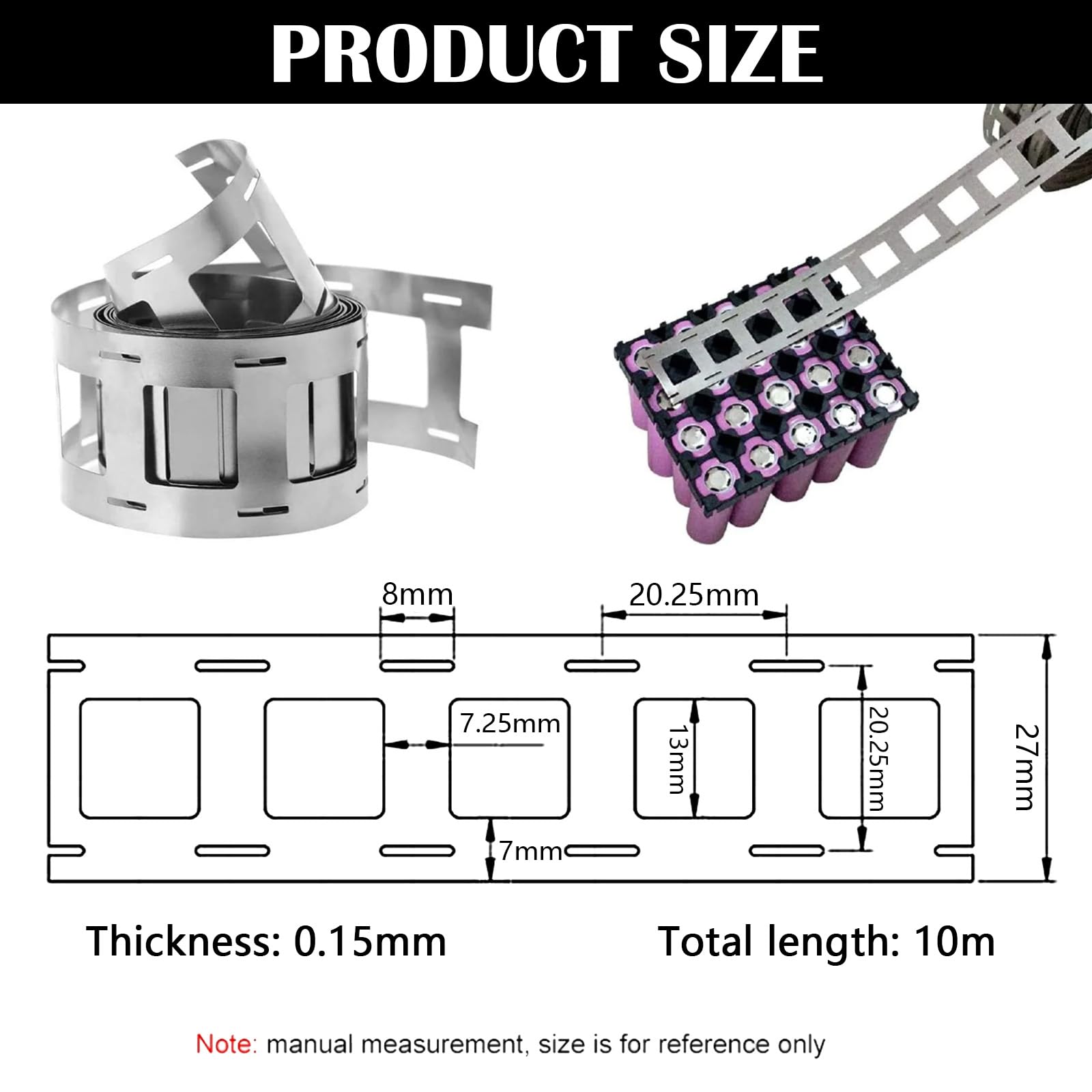 Bandes De Nickel, 2PC Ruban De Nickel 10M Ruban De Bande 0,15 X 27 mm Pour Soudage De Batteries 18650 Pour Soudeuse Par Points Plaque Ni Pour 2 Batteries 18650 Parallèles DIY 18650 Batterie