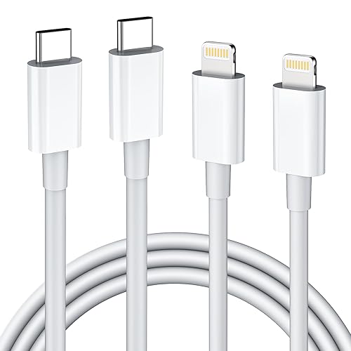 Cable USB C a Lightning certificado Apple MFi Cable de carga rápida para iPhone, paquete de 2 cables de carga de alimentación tipo C de 3 pies