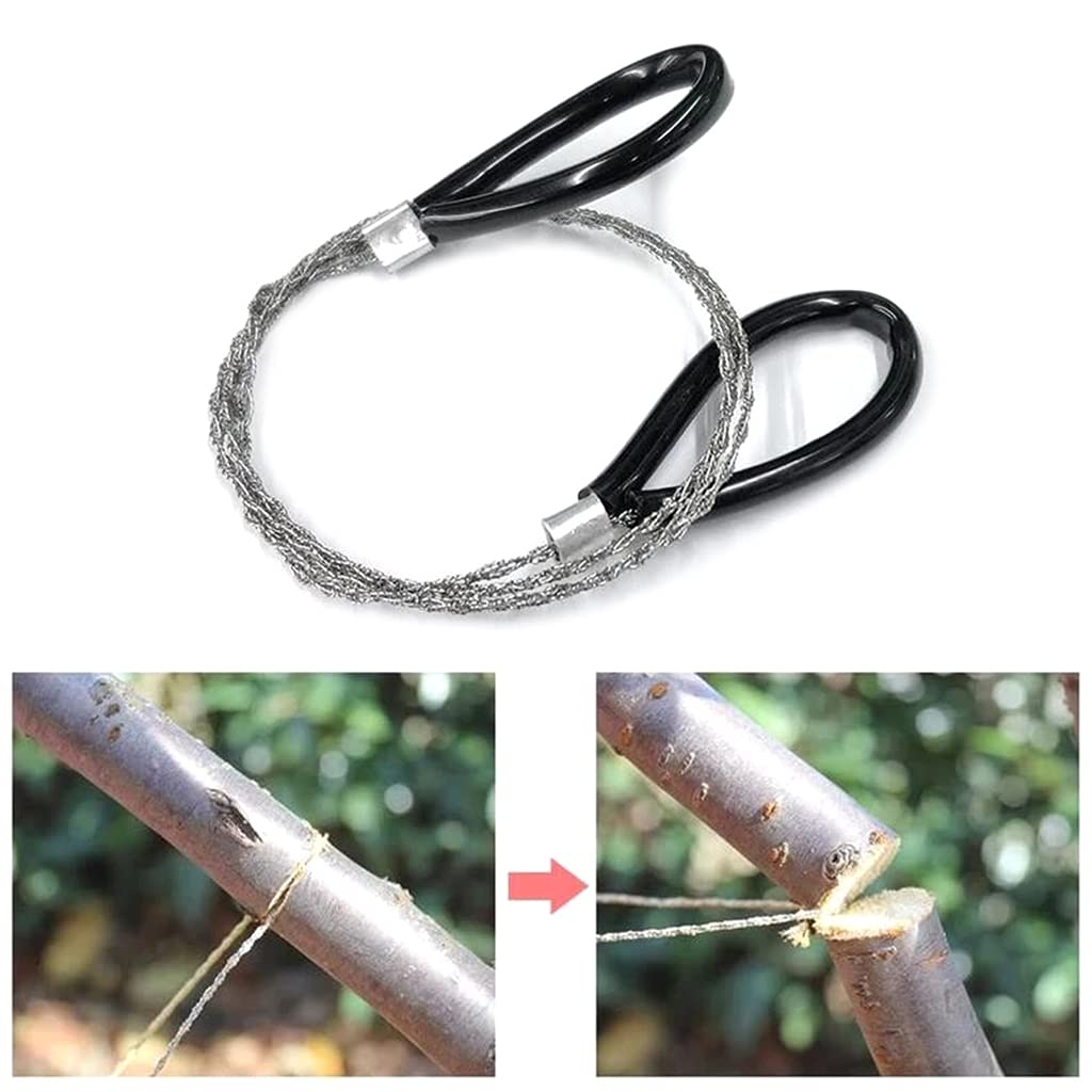 OVERTOYOU 28 In/ 72cm Wire Saw Rope Chain Saw Emergent Survival Camp Hike Outdoor Hunt Hand Tool Fretsaw Bushcraft Kit, As the Picture Shows