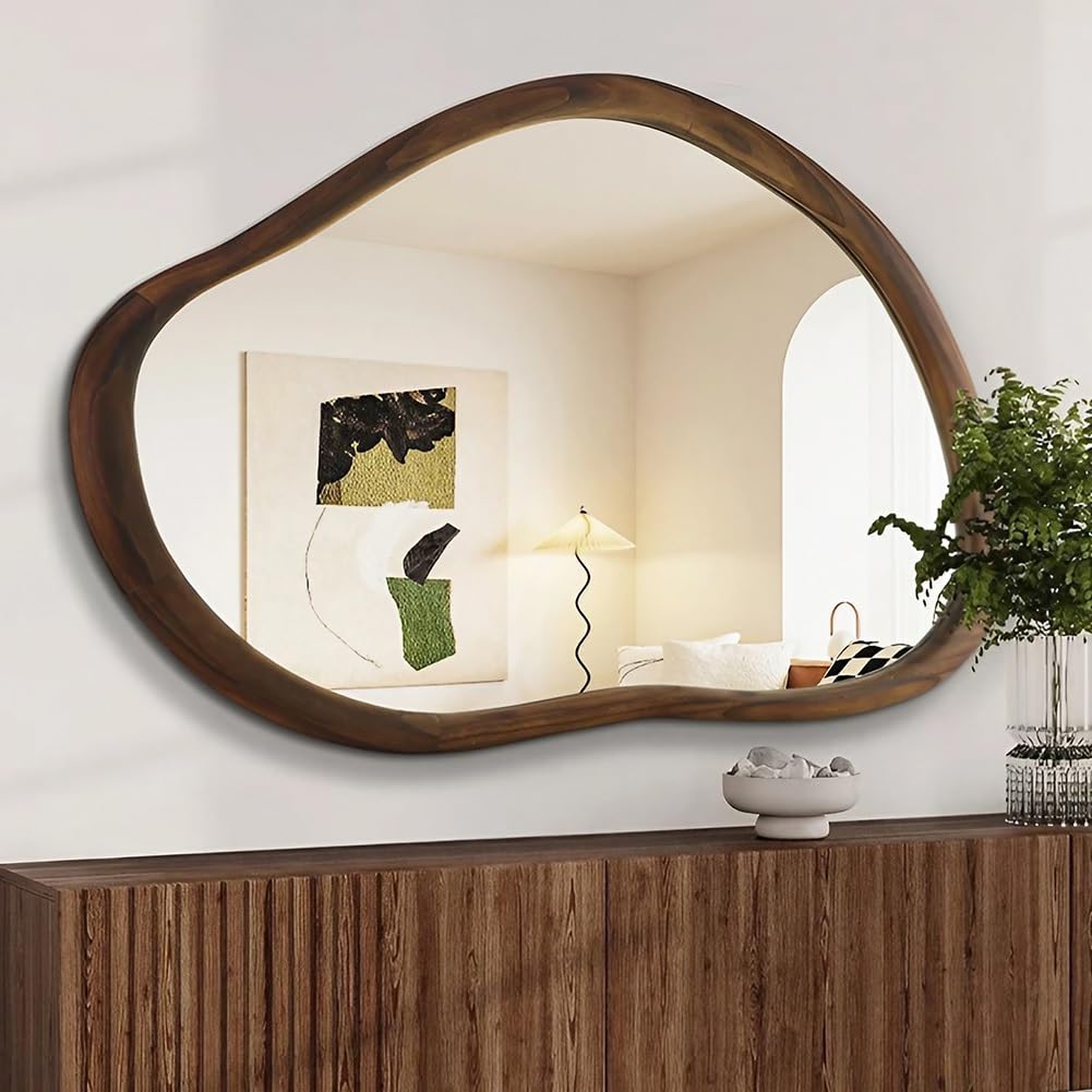 Asymmetrical Mirror, Decorative Vintage Wall Mirror, 35.4×24in