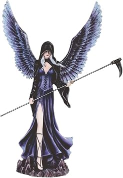 ICE Armor 12.25" H Gothic Dark Angel Fairy with Scythe Statue Fantasy Decoration Figurine, Multicolor 78GSC92074