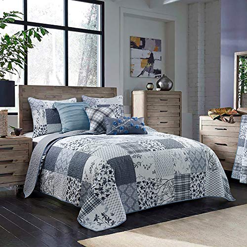 Donna Sharp Pillow Sham - Silver Branch Contemporary Decorative Pillow Cover With Square Patchwork thumb #3