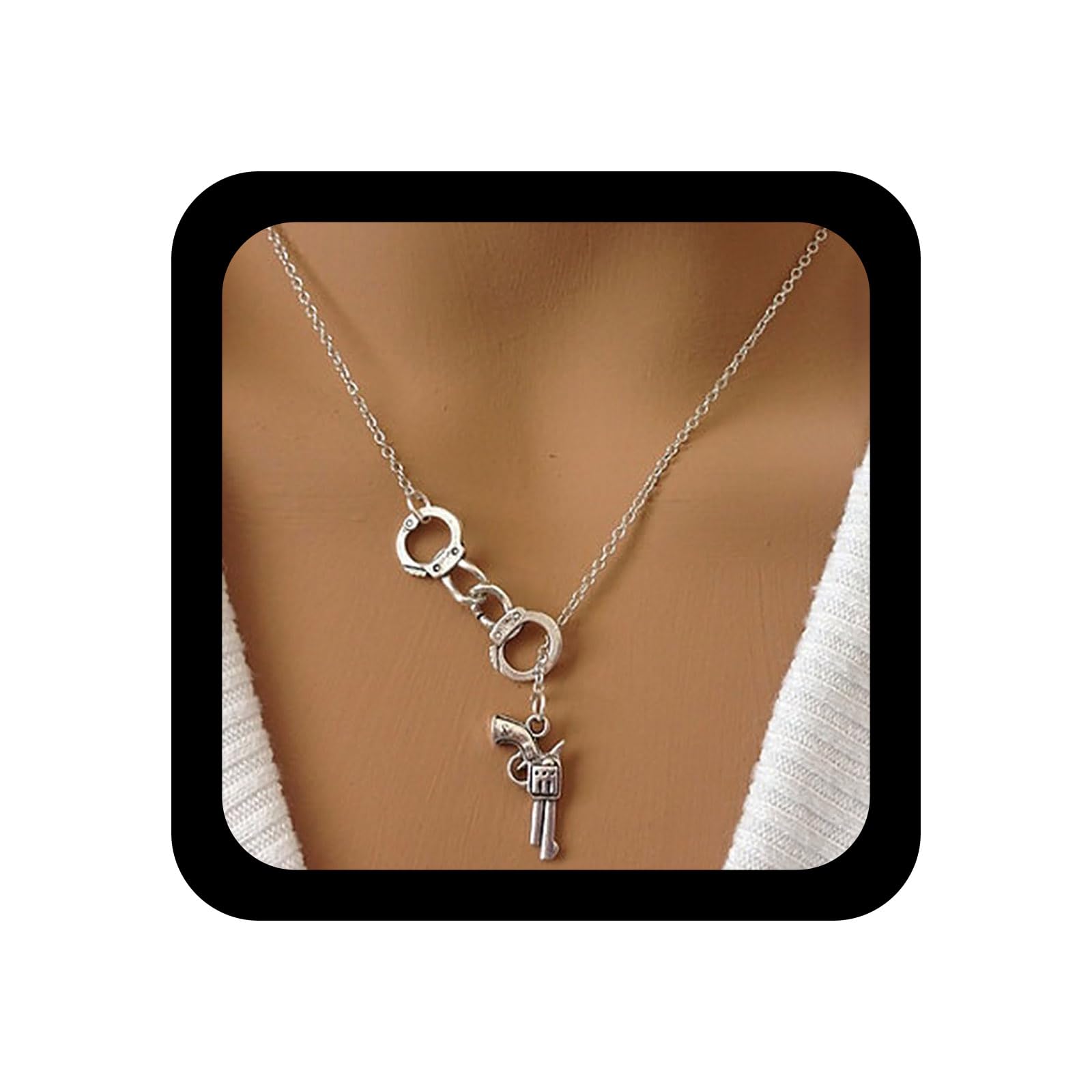 Collana in argento sterling 925 con perline nere quadrate irregolari punk geometriche per regalo di gioielli da donna ragazza Dropshipping all'ingrosso  36
