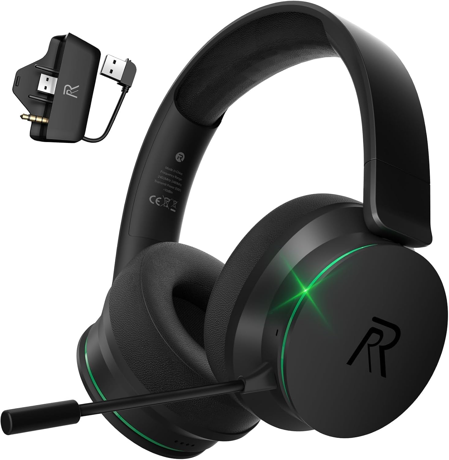 Wireless Gaming Headset for Xbox Series X|S, Xbox One, PS5, PS4, Blackgreen | Bluetooth 5.3, 3D Surround Sound, Rotatable Earmuffs, Gaming Headphones with Noise Canceling Microphones