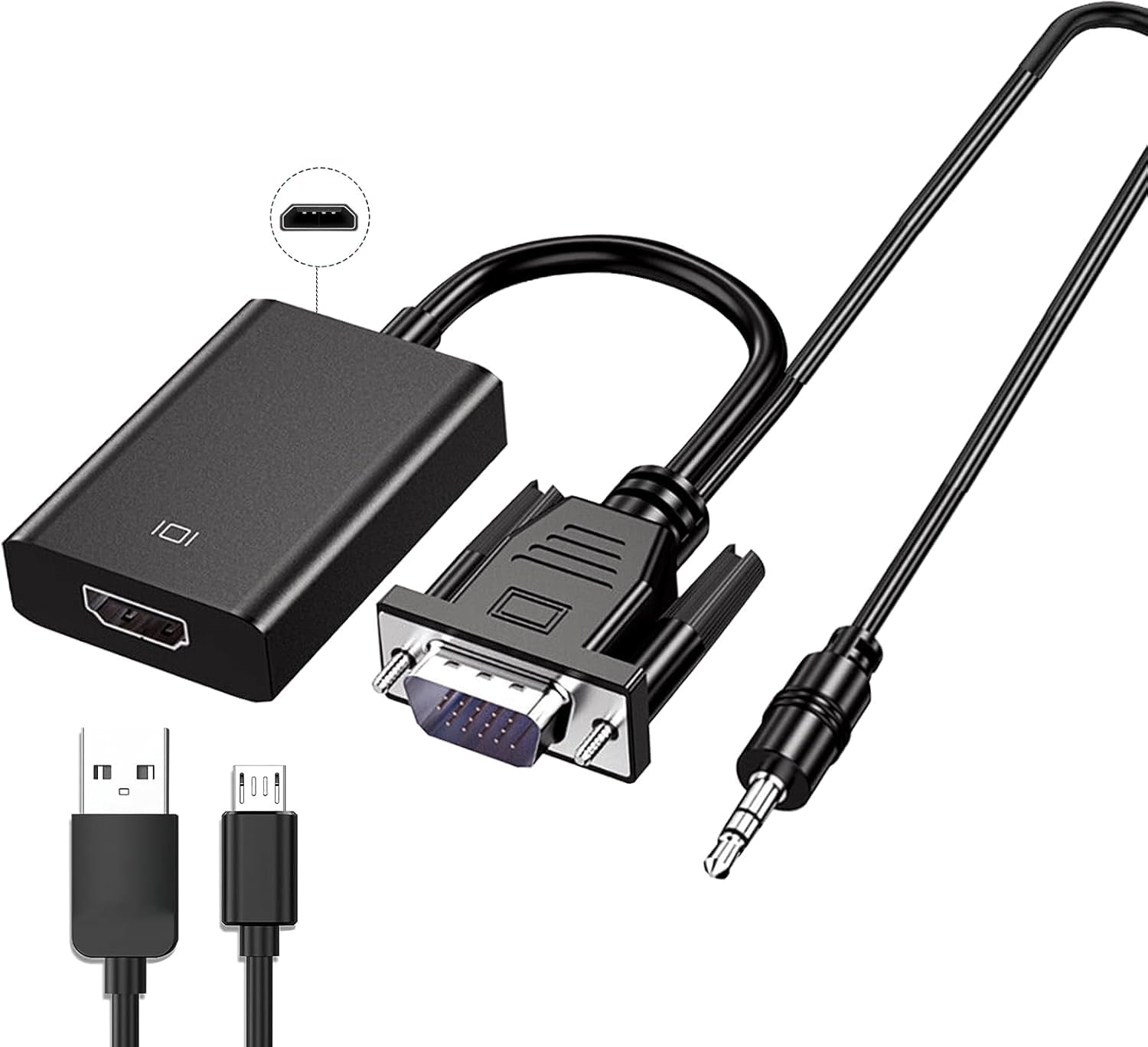 VGA to HDMI Adapter with Audio/PC VGA Source Output to TV/Monitor with HDMI Connector/Microware 1080P Male VGA (Pack of 1)-image-42