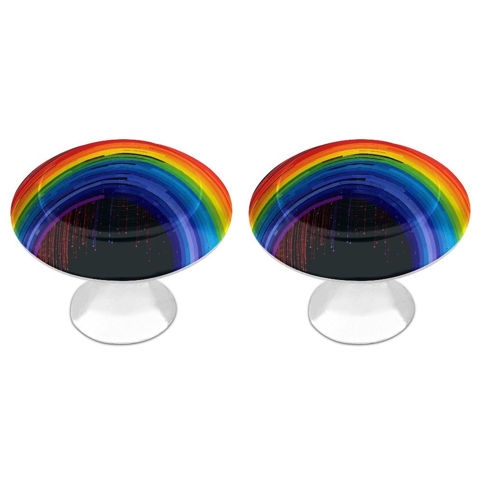 FekiLoot Rainbow Cabinet Knobs for Kitchen Ornament, Round Zinc Decorative Drawer Pulls for Cabinets Trendy, Dresser Drawers Pulls Bathroom Dresser Knob with Screw