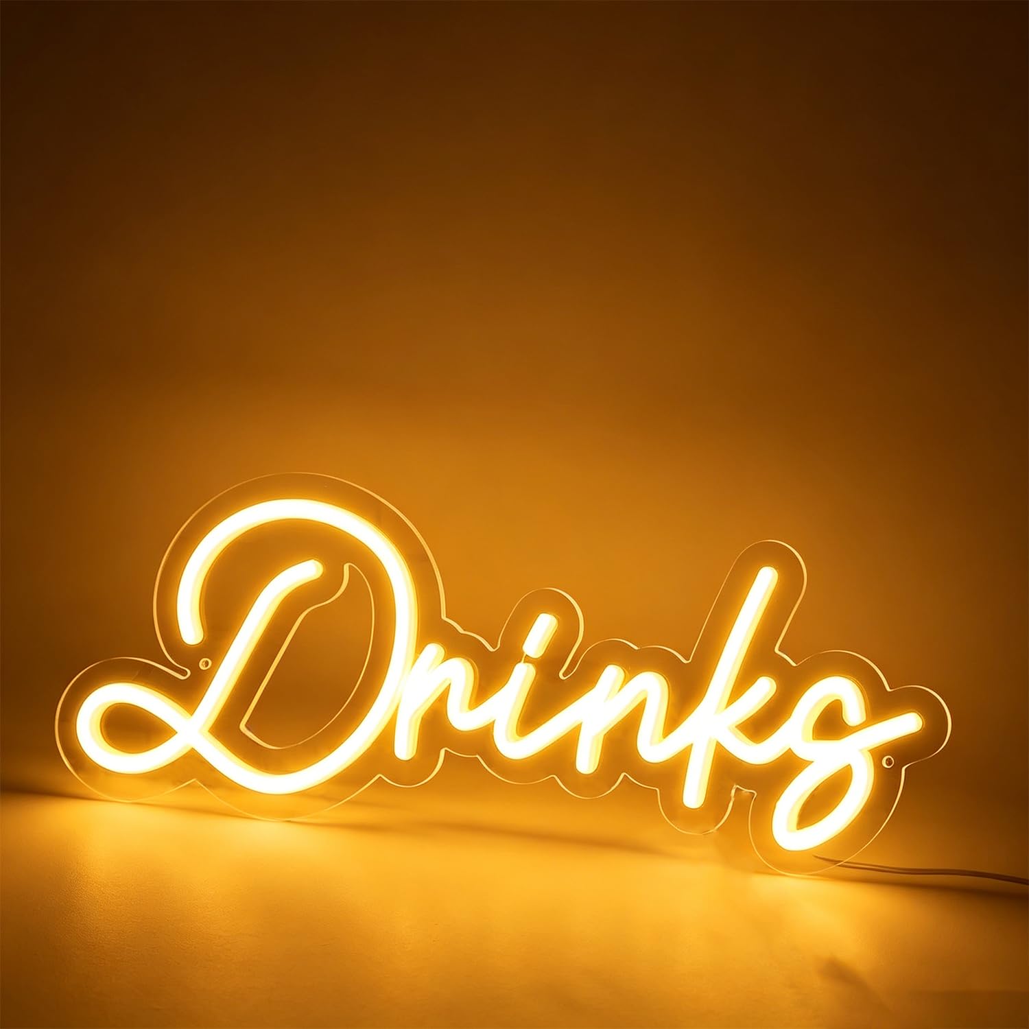 Drinks Neon Sign LED Neon Letters Sign Light Up for Wall Decor, Dimmable USB Powered Neon Light for Bar Home Kitchen Shop Restaurant Birthday Party Decor Gift 14.96”x5.90”